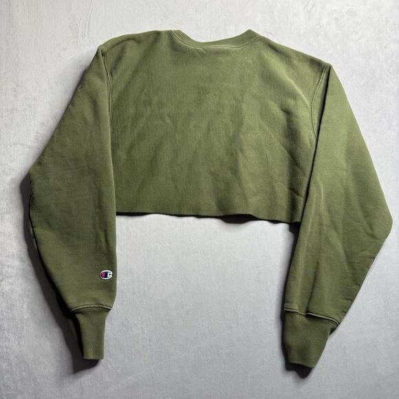 Champion Sweater Womens‎ Medium Reverse Weave Green Blank Crewneck Athleisure - Picture 5 of 9
